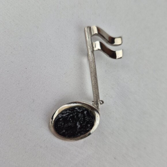 "Black Diamond" Made From Coal Musical Note Brooch Pin Made in West Virginia - Picture 5 of 16